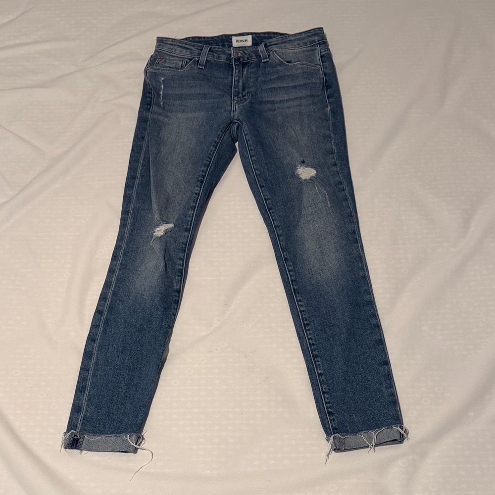 Hudson Jeans Krista low rise skinny ankle distressed denim Medium Blue size 25
